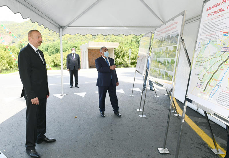 Президент Ильхам Алиев принял участие в открытии дороги Балакен-Газбина-Ититала после реконструкции