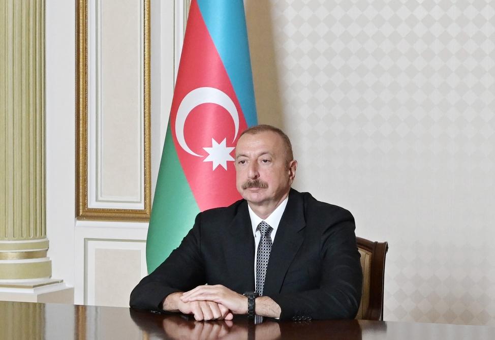 Президент Ильхам Алиев принял участие в видеоформате в открытии очередного госпиталя модульного типа для лечения больных коронавирусом
