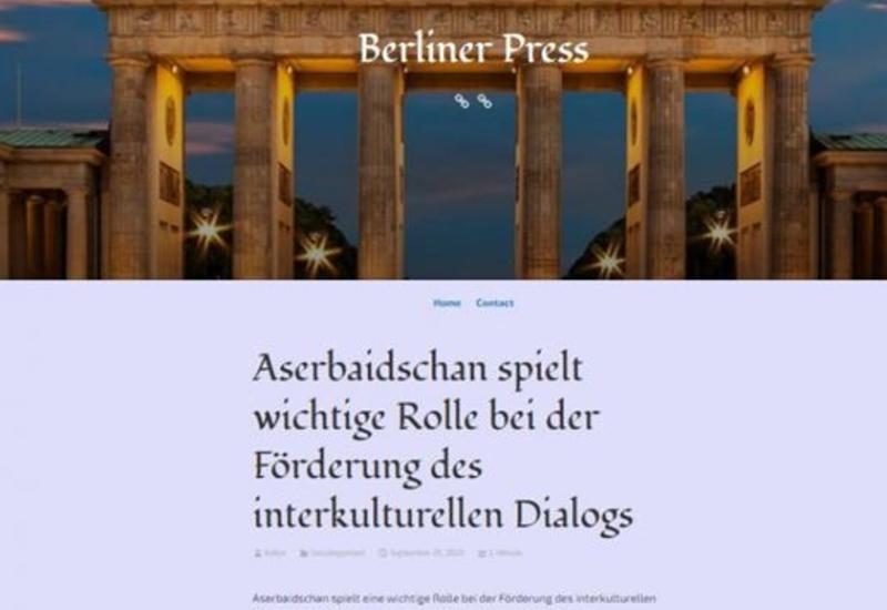 Издание Berliner Press рассказало о выступлении Президента Ильхама Алиева на общих дебатах 75-й сессии ГА ООН