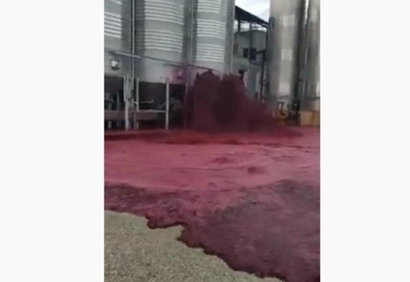 В Испании территорию завода затопило вином