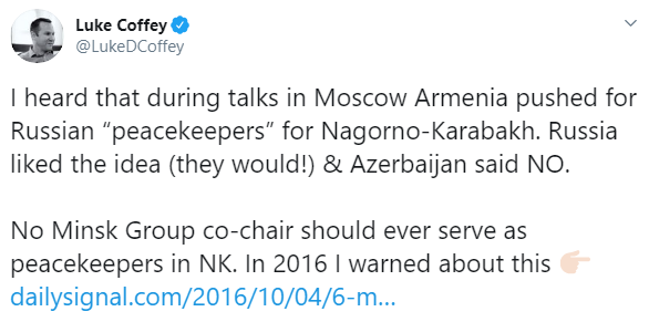 Азербайджан отказался размещать российских миротворцев в Карабахе
