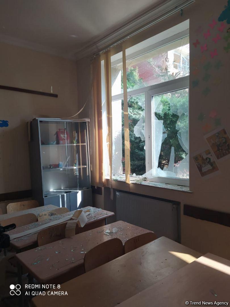 Последствия армянского обстрела в Тертере - разрушена школа
