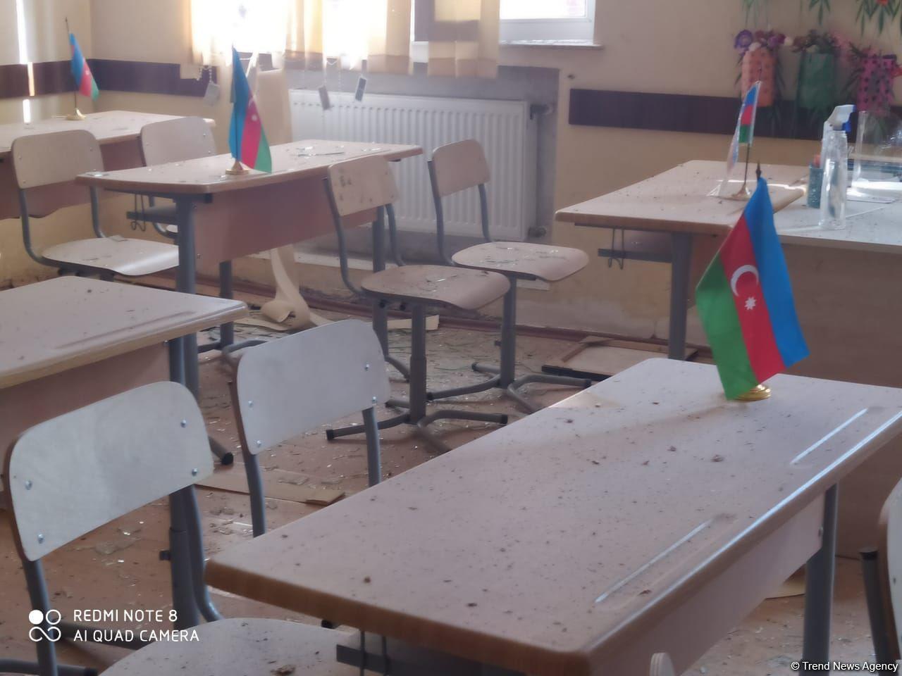 Последствия армянского обстрела в Тертере - разрушена школа