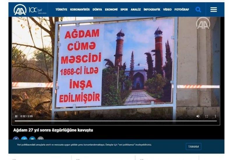 Anadolu agentliyi Ağdam rayonunun görüntülərini əks etdirən videomaterial yayımlayıb