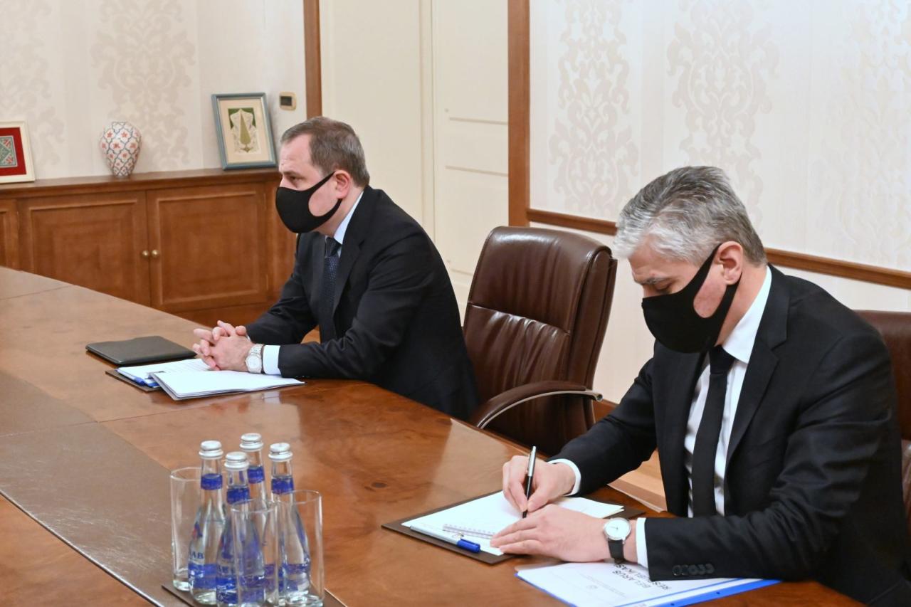Джейхун Байрамов на переговорах с послом Беларуси