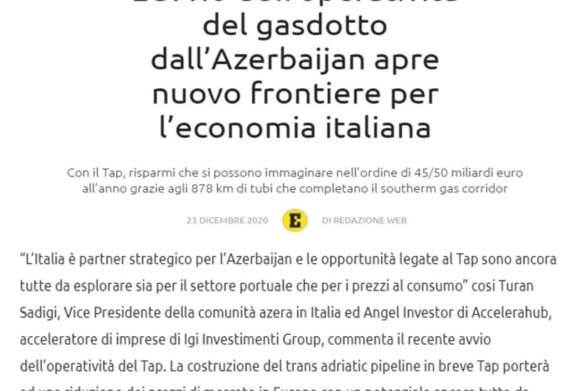 Азербайджанская община о значении ТАР для итальянской экономики