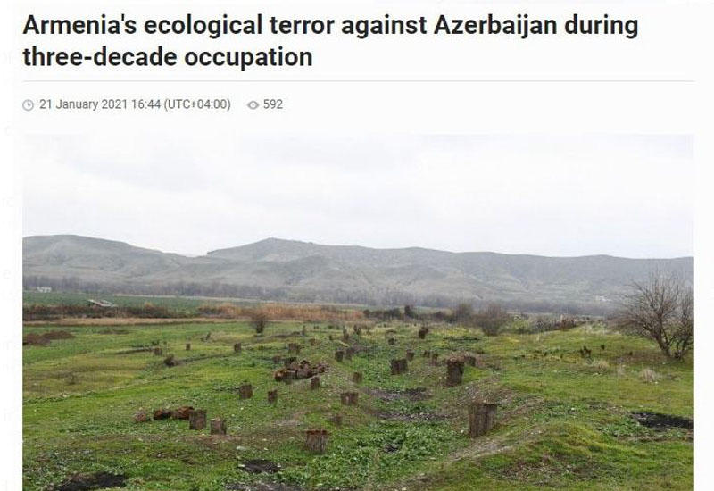Ermənistanın otuz illik işğal zamanı Azərbaycana qarşı törətdiyi ekoloji terror