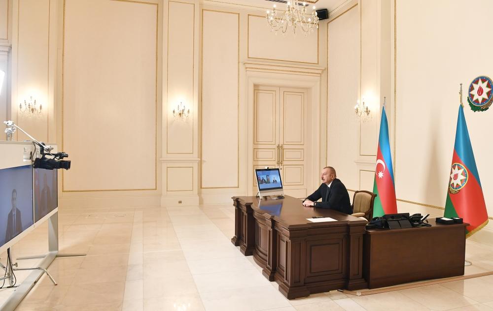 Президент Ильхам Алиев принял в видеоформате Рашада Набиева в связи с назначением на должность министра транспорта, связи и высоких технологий