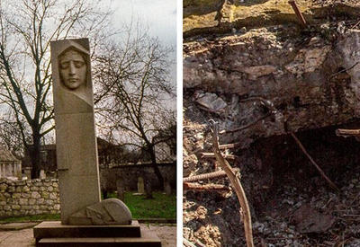 Армяне разрушили памятник Натаван и унесли ее останки - ФОТО - ВИДЕО