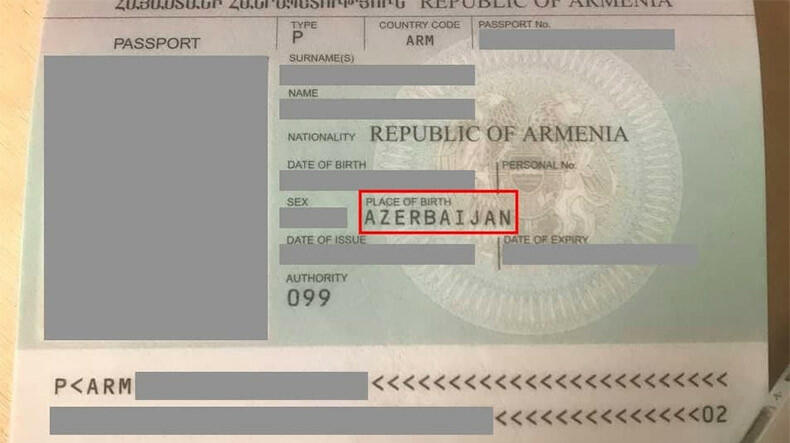 В армянских паспортах вместо Карабаха стали писать Азербайджан
