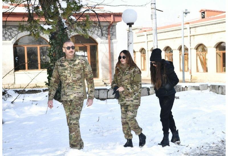 Президент Ильхам Алиев и Первая леди Мехрибан Алиева побывали в городе Шуша