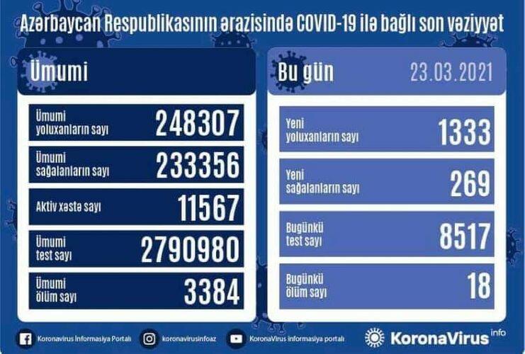 В Азербайджане выявлено еще 1333 случая заражения коронавирусом