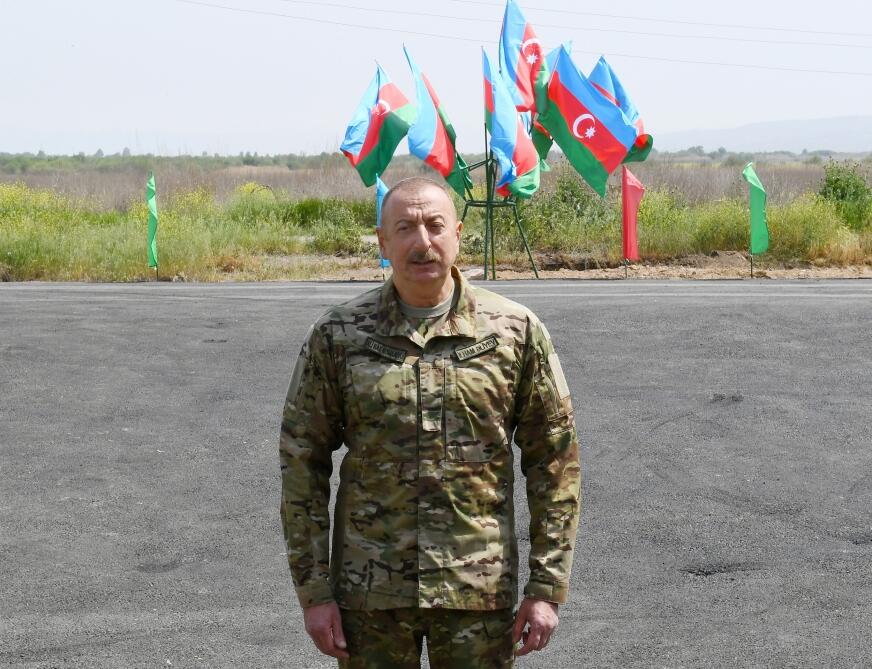 Президент Ильхам Алиев и Первая леди Мехрибан Алиева приняли участие в открытии воинской части в Джебраиле