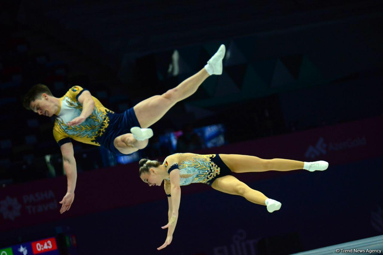 Лучшие моменты второго дня чемпионата мира по аэробной гимнастике в Баку