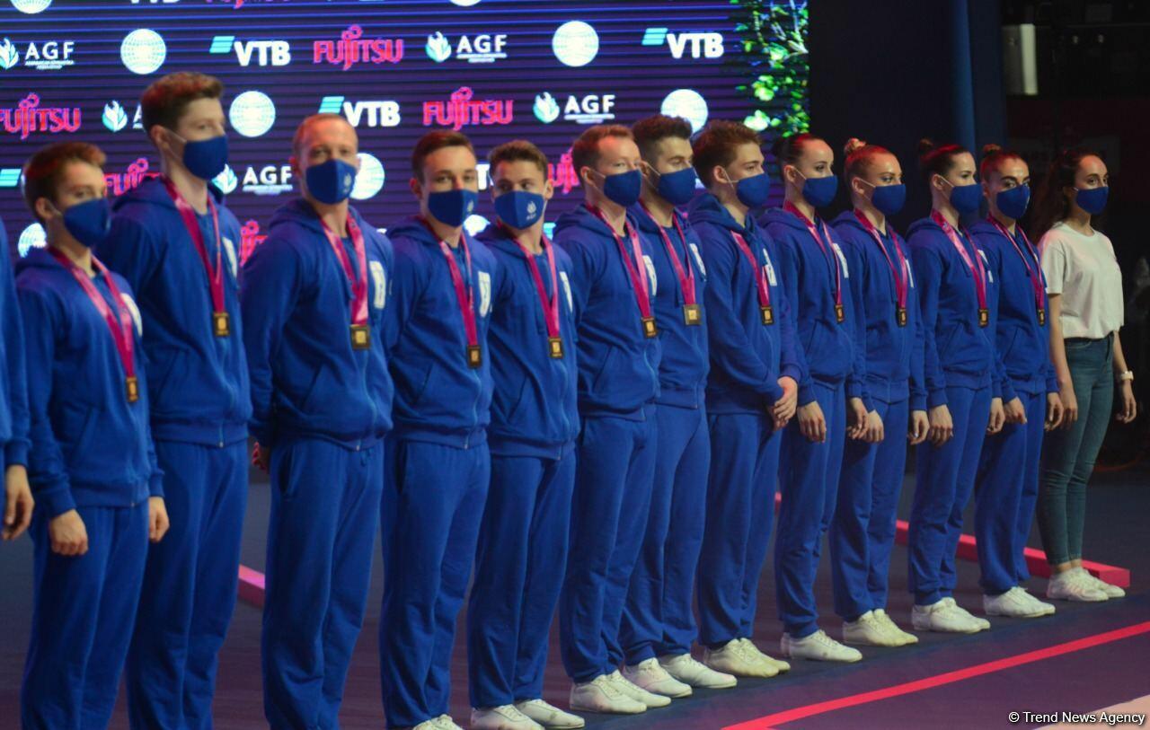 В Баку состоялась церемония награждения победителей ЧМ по аэробной гимнастике в командном зачете