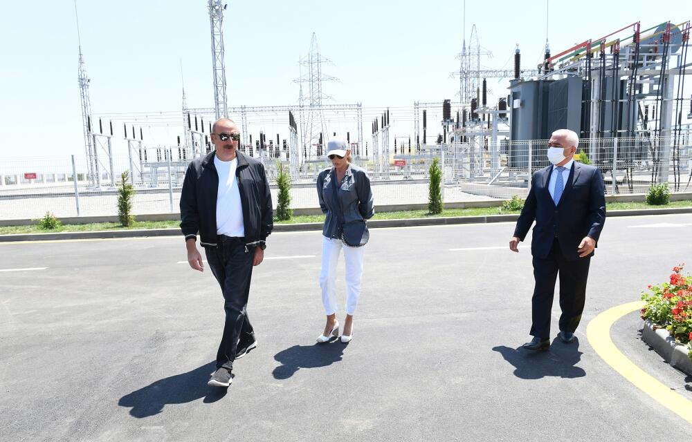Президент Ильхам Алиев и Первая леди Мехрибан Алиева приняли участие в открытии новопостроенной подстанции "Физули"