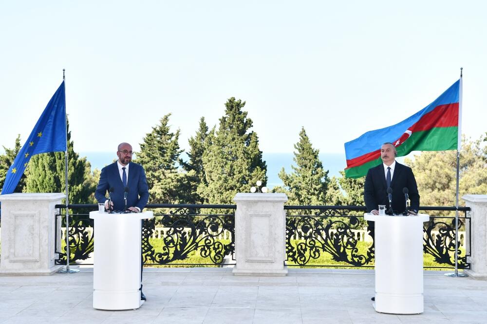 Состоялась совместная пресс-конференция Президента Ильхама Алиева и Президента Совета Европейского Союза Шарля Мишеля