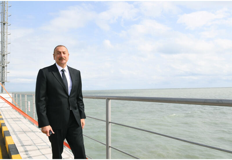 Президент Ильхам Алиев принял участие в открытии новой эстакадной насосной станции Сумгайытской электростанции