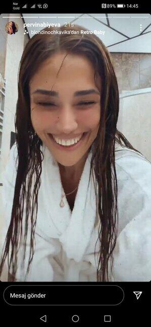 Pərvin Abıyeva hamam xalatında görüntülərini