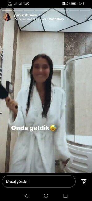 Pərvin Abıyeva hamam xalatında görüntülərini