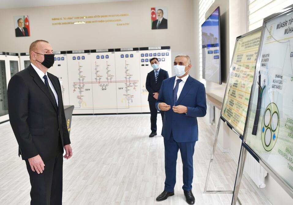 Президент Ильхам Алиев принял участие в открытии подстанции “Бузовна-1” в Хазарском районе Баку