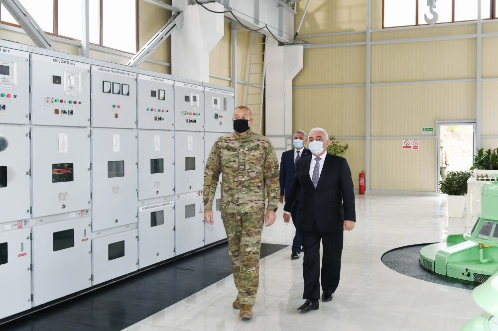 Президент Ильхам Алиев принял участие в открытии после реконструкции малых гидроэлектростанций «Суговушан-1» и «Суговушан-2»
