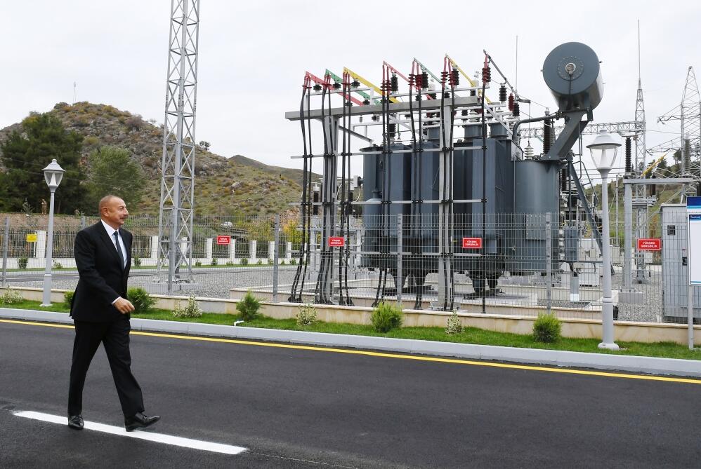 Президент Ильхам Алиев и Первая леди Мехрибан Алиева приняли участие в открытии подстанции "Зангилан"