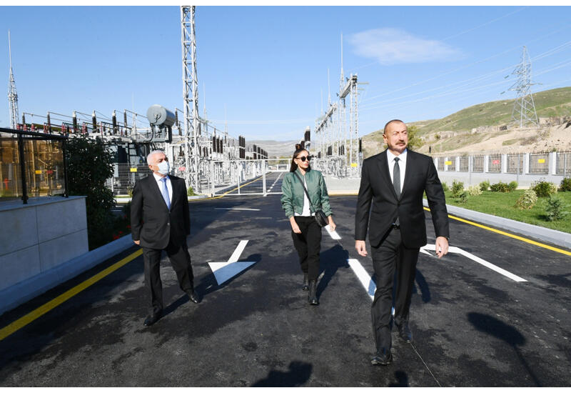 Президент Ильхам Алиев и Первая леди Мехрибан Алиева приняли участие в открытии подстанции "Губадлы"