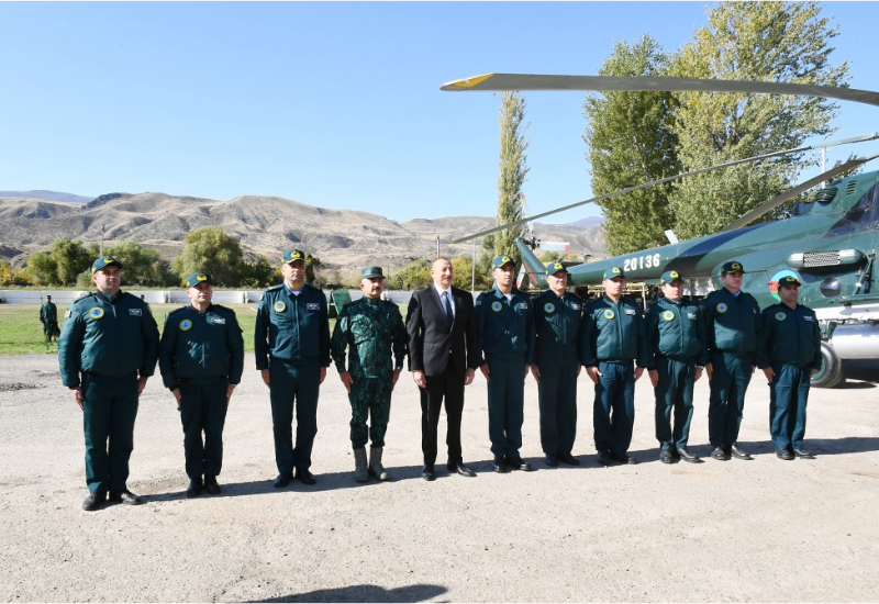 Президент Ильхам Алиев и Первая леди Мехрибан Алиева приняли участие в открытии нового комплекса воинской части ГПС