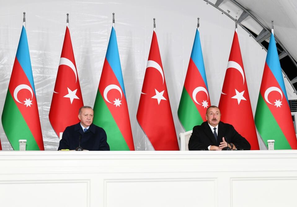 Президенты Азербайджана и Турции выступили с заявлениями для прессы в Зангилане