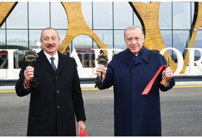 Президент Ильхам Алиев и Президент Реджеп Тайип Эрдоган приняли участие в церемонии открытия Физулинского международного аэропорта - ФОТО - ВИДЕО