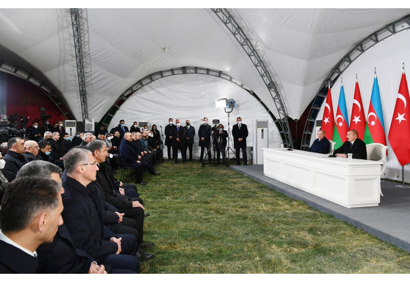 Президенты Азербайджана и Турции выступили с заявлениями для прессы в Зангилане