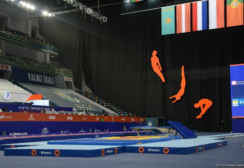 Спортсмен из Казахстана завоевал золотую медаль Всемирных соревнований среди возрастных групп в Баку в прыжках на акробатической дорожке