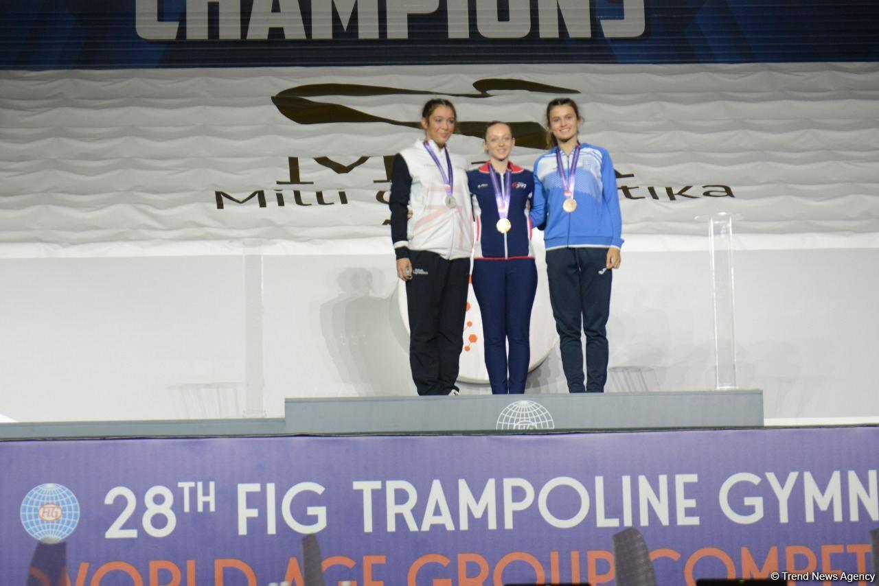 В Баку состоялась церемония награждения победителей второго дня Всемирных соревнований среди возрастных групп по прыжкам на батуте и тамблингу