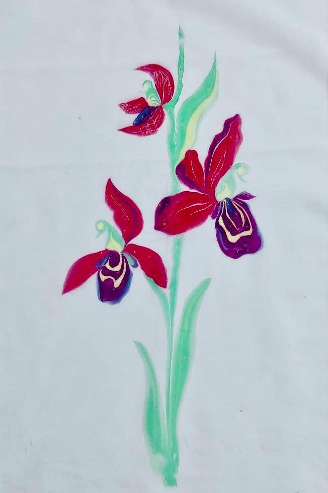 Фахрия Халафова создала текстильный принт цветка харыбюльбюль