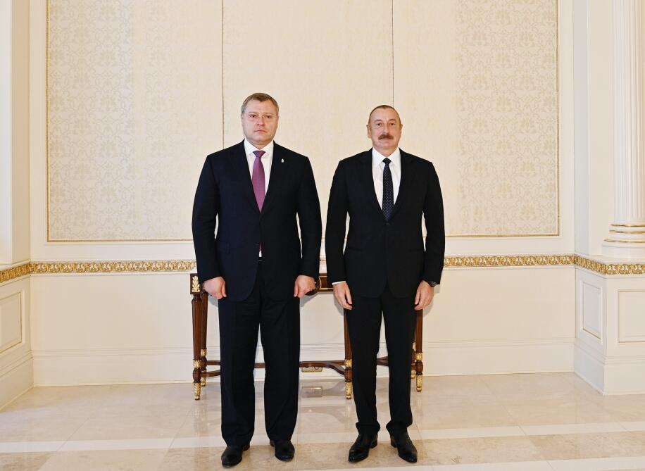 Президент Ильхам Алиев принял делегацию во главе с губернатором Астраханской области России