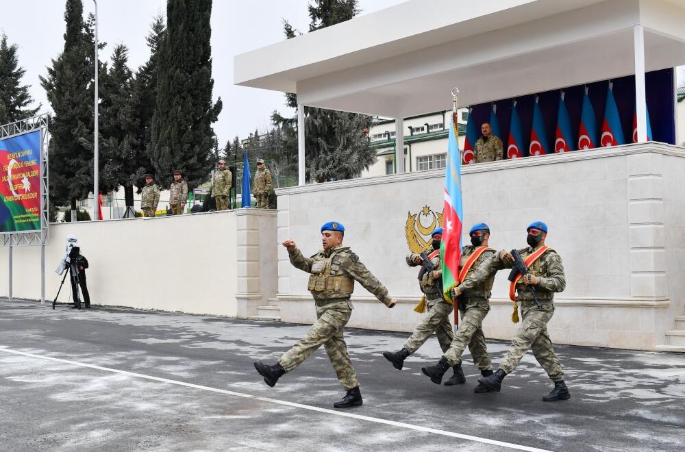 Президент Ильхам Алиев и Первая леди Мехрибан Алиева приняли участие в открытии воинской части в поселке Гадрут