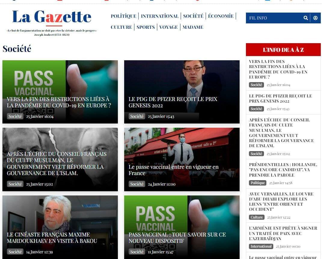 Парижская онлайн газета Lagazetteaz.fr представила обновленный интерфейс