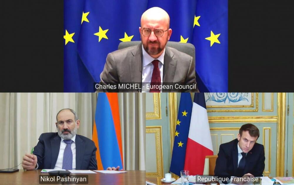 Состоялась встреча в видеоформате с участием Президента Ильхама Алиева, Президента Франции, президента Совета Европейского Союза и премьер-министра Армении