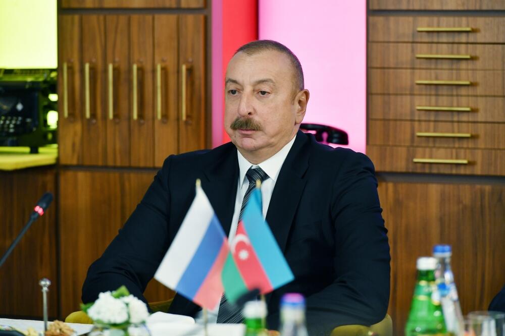 Президент Ильхам Алиев и Первая леди Мехрибан Алиева встретились в ТАСС с руководителями ведущих российских СМИ