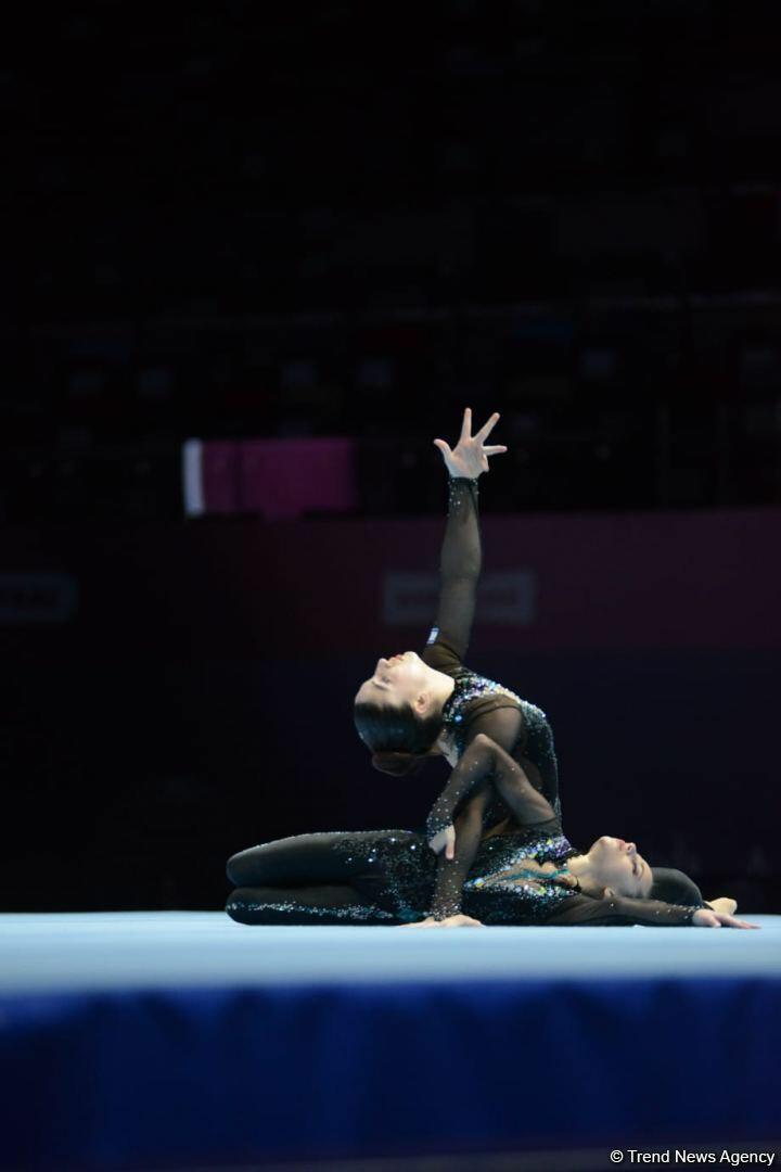 Спортсменки из Израиля заняли первое место среди женских пар на Всемирных соревнованиях по акробатической гимнастике в Баку