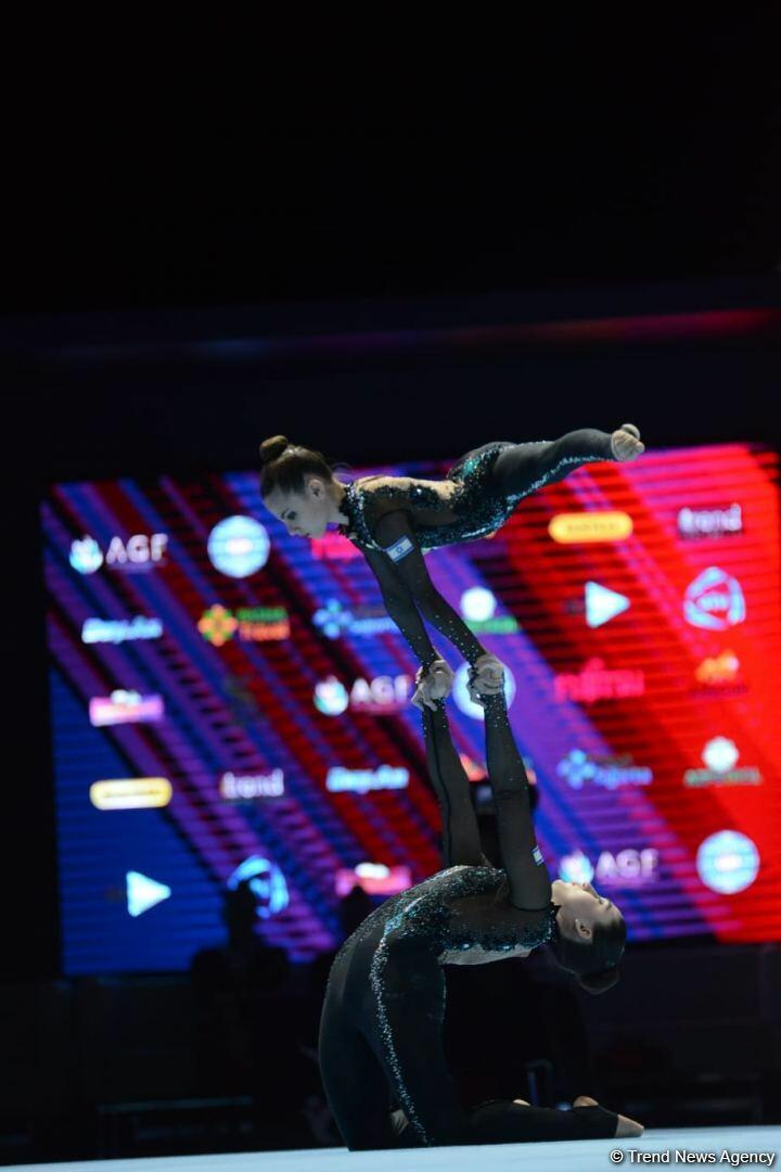 Спортсменки из Израиля заняли первое место среди женских пар на Всемирных соревнованиях по акробатической гимнастике в Баку