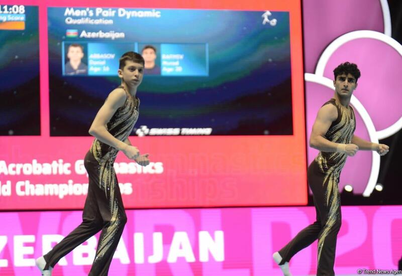 ЧМ по акробатической гимнастике в Баку: азербайджанские спортсмены прошли в финал темпового упражнения