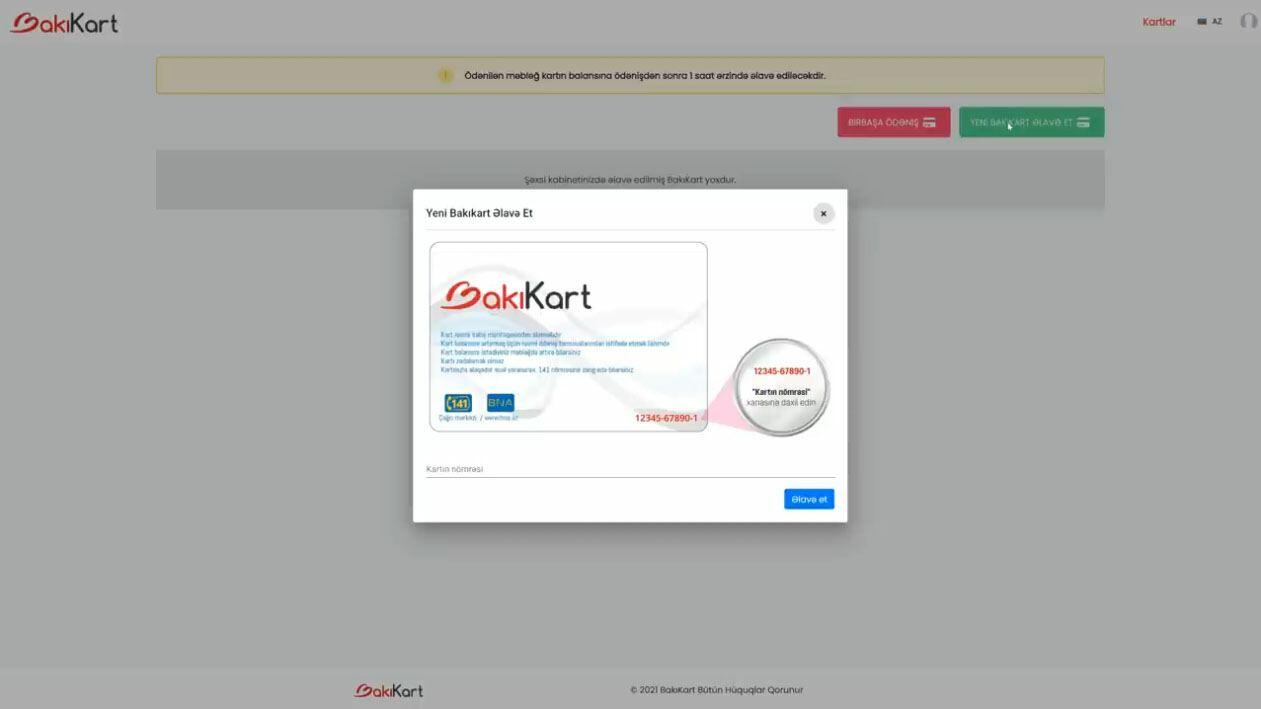 Как можно пополнить баланс "Bakı kart" онлайн?