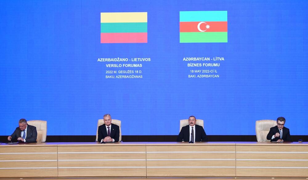 Президент Ильхам Алиев и Президент Гитанас Науседа приняли участие в азербайджано-литовском бизнес-форуме
