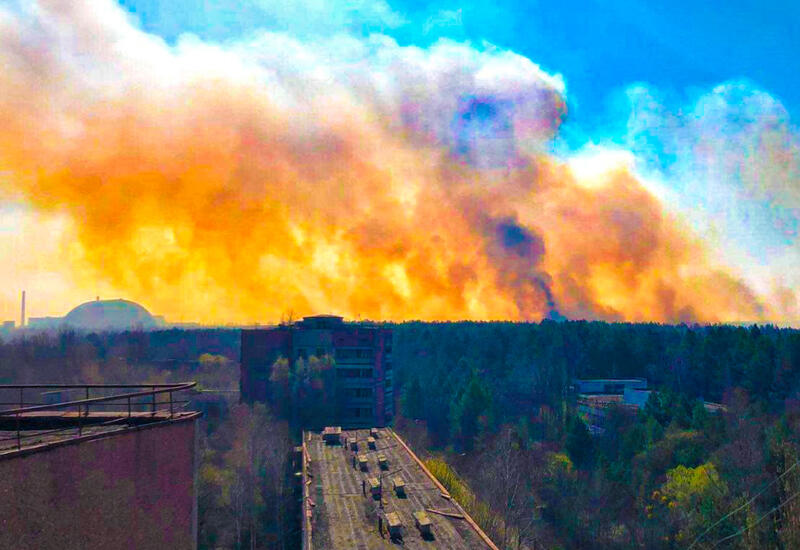 Вблизи Чернобыльской зоны горит лес