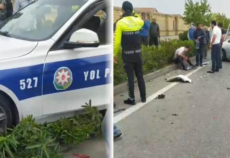 В Баку Prius столкнулся с полицейским автомобилем