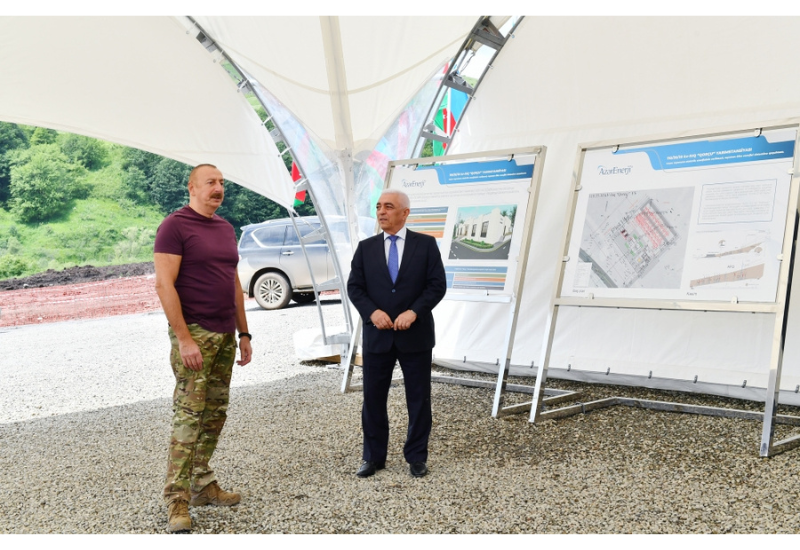 Президент Ильхам Алиев ознакомился с работами на 110-киловольтной электрической подстанции “Горчу” в Лачинском районе