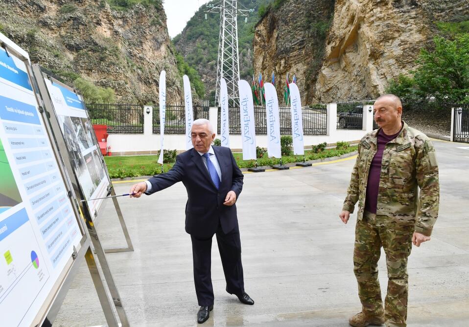 Президент Ильхам Алиев принял участие в открытии малой гидроэлектростанции “Кяльбаджар-1”