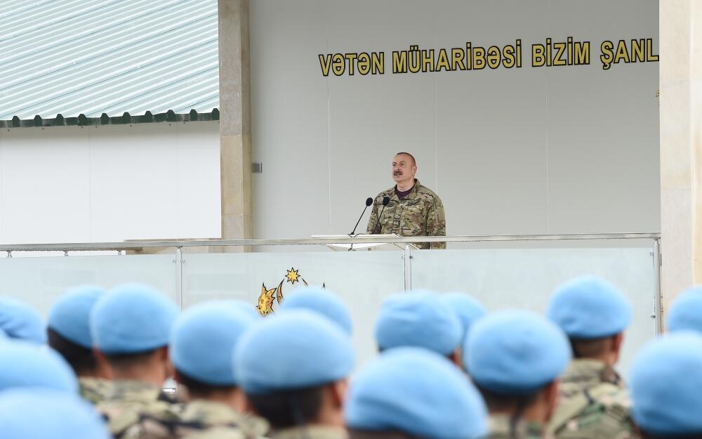 Президент, Победоносный Верховный главнокомандующий Ильхам Алиев принял участие в открытии воинской части в Кяльбаджарском районе
